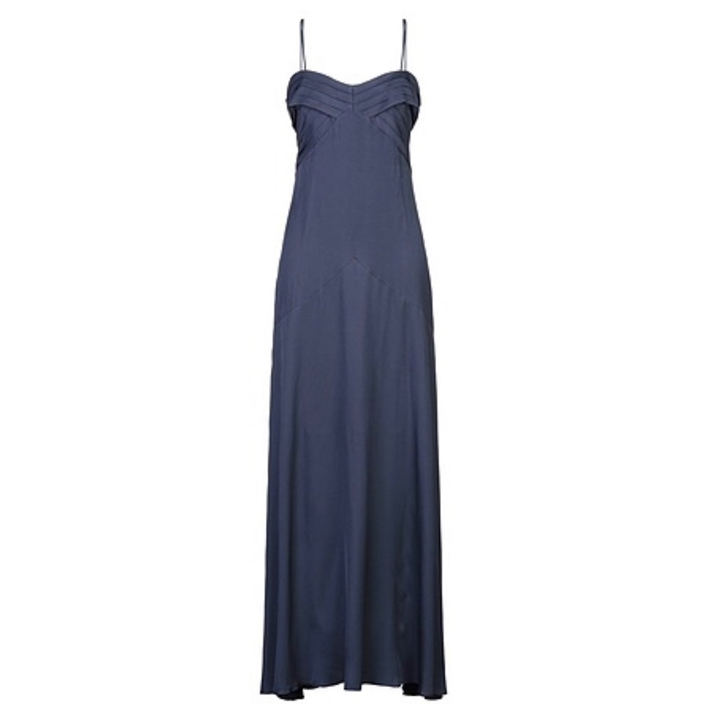 Patrizia Pepe $807 Sera Navy Blue Abito Maxi Dress Formal Luxury Made Italy Silk